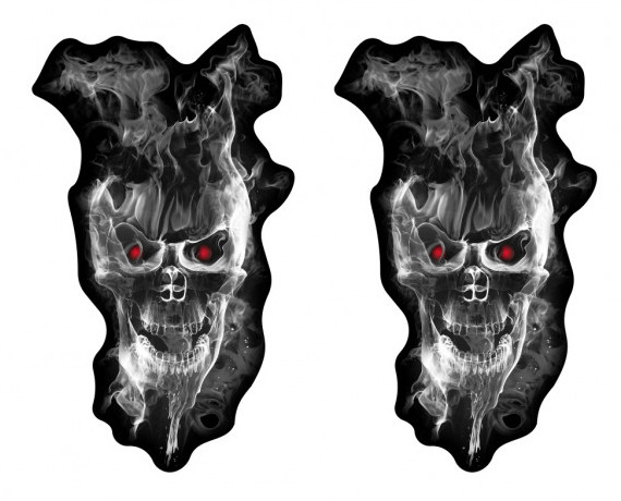 Deko Aufkleber Sticker Geist Totenkopf Schädel Flammen - 2 Stück