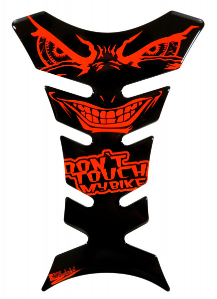 Tankpad 3D Gel Aufkleber böse Augen dont touch my bike neon rot orange