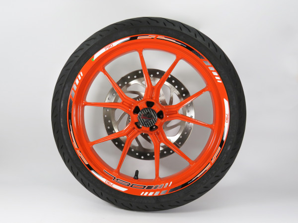 Set Felgenrand + Felgenbett Aufkleber schwarz weiß kompatibel für KTM 790 Duke