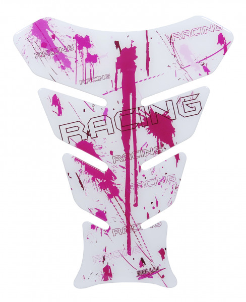 Tankpad 3D Motorrad Gel Aufkleber Weiß Pink Racing Lackschutz Kratzschutz
