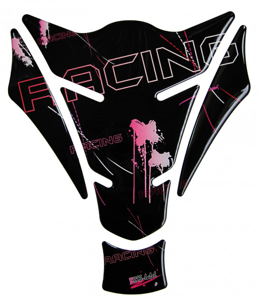 Tankpad 3D Motorrad Gel Aufkleber Schwarz Pink Racing Lackschutz Kratzschutz