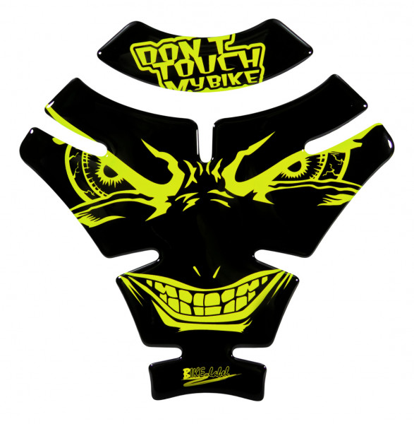 Tankpad 3D Aufkleber böse Augen evil eyes dont touch my bike neon gelb