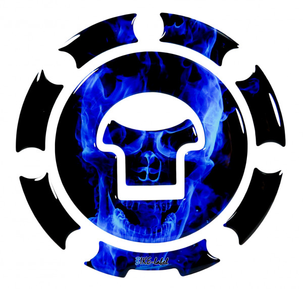 Motorrad Tankdeckel Pad Ghost Totenschädel Blau universell kompatibel für Honda