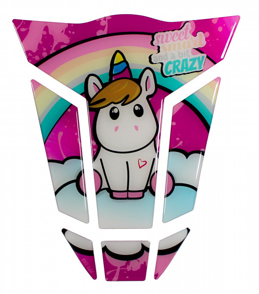 Tankpad Motorrad Gel Lackschutzaufkleber süßes Einhorn pink mit Regenbogen