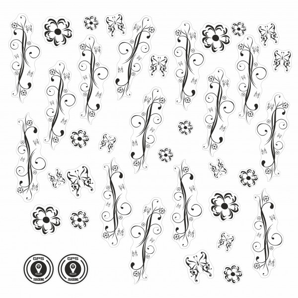 Aufkleber Fahrrad Rahmen 38-teiliges Sticker Set Transparent Tattoo Blumen