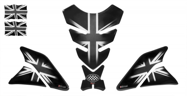 Tankpad Set (Tankpad + Seitentankpads + Aufkleber) - Lackschutz für Motorrad Tanks - Union Jack