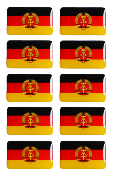 DDR Flaggen Aufkleber 3D Deko Gel Sticker Set für Auto Kfz Motorrad